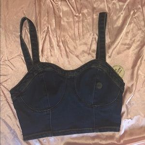 Denim crop top tank top